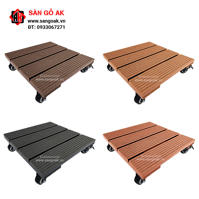 Đế lót chậu cây gỗ nhựa hình vuông DCCV Light Wood